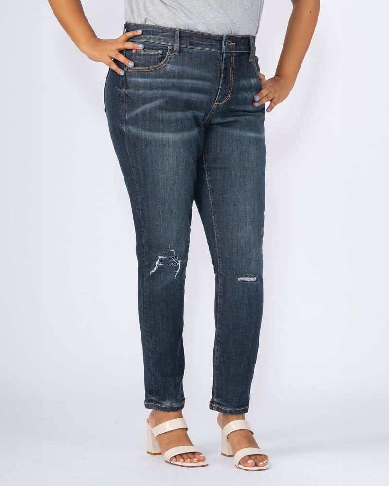 Front of a model wearing a size 14 High Rise Ankle Skinny - Carter in CARTER by Slink Jeans. | dia_product_style_image_id:310847